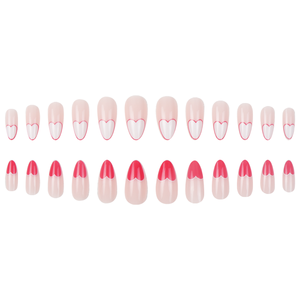 24 pièces de <span class=keywords><strong>faux</strong></span> ongles couverture complète pré-conçu à la mode personnalisé doux <span class=keywords><strong>rouge</strong></span> <span class=keywords><strong>blanc</strong></span> amour conception Simple ABS ongles de doigt en gros - Product Image 2