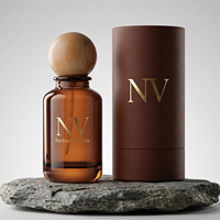 Flacon de parfum en verre ambré écologique de 30 ml, 50 ml, 100 ml avec couvercle sphérique en bois, flacon de parfum vide rechargeable avec boîte