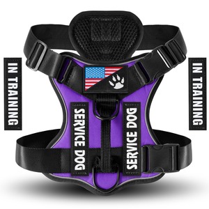 Pink Nylon Service Dog <b>Harness</b> With Adjustable Buckle Closure And In Training Patches For Medium Dogs - Product Image 5