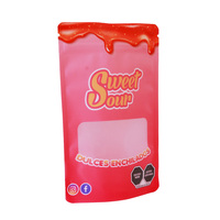 Sachet en film polyester imprimé pour bonbons comestibles, snacks, avec fermeture éclair refermable, fenêtre, qualité alimentaire, durable