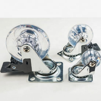Petites roulettes pivotantes transparentes en PU et polypropylène 35/50/75 mm (1,5/2/3 pouces) pour canapé/meubles/chaise de bureau