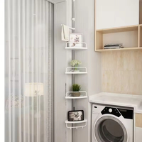 Étagère de rangement pliable à quatre niveaux en acier inoxydable et plastique PP pour la salle de bain, organisateur d'angle
