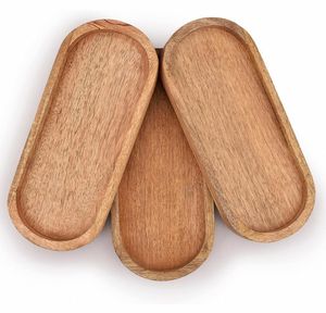 Nampan Sajian Kayu Oval Buatan Tangan yang Indah, Nampan Kayu yang Dipoles Tanpa Finishing untuk Penyajian Makan Malam, Camilan, Pesta, Liburan, Tahan Lama - Product Image 2