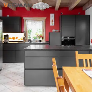 Modular Black Melamine Kitchen Cabinets Australian Standard Modern Kitchen Furniture