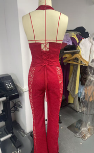 <span class=keywords><strong>Tuta</strong></span> <span class=keywords><strong>Aderente</strong></span> Sexy da <span class=keywords><strong>Donna</strong></span> con Collo all'Americana, Schiena Scoperta, in Pizzo Nero, Casual e Alla Moda - Product Image 6