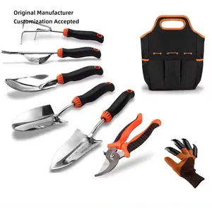 Factory Price Newly Published Heavy Duty Stainless Steel Garden Tool Set of 8 Pieces in Orange Color