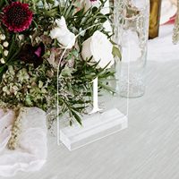 Panneau carré transparent en acrylique double face écologique 4*6 5*7 avec support, feuilles vierges pour numéros de table de mariage et présentoirs de table