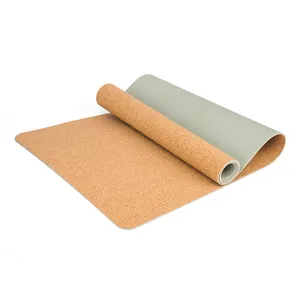 Cheap Wholesale Home Gym Eco Friendly Double Layer Custom Dark Natural Rubber Printed Cork Yoga Mat