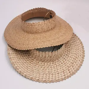 Открытый Регулируемый натуральный травяной 58 см или 60 см шляпа окружность летние соломенные Козырьки с открытым верхом шапки без короны