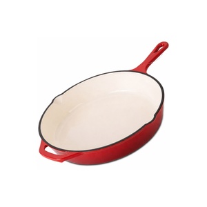 Padella in Ghisa con Rivestimento Smaltato Pesante, Manico, <span class=keywords><strong>Teglia</strong></span> da Forno, Padella per Friggere, Pentola in Ghisa, Griglia Rotonda con Beccuccio - Product Image 1