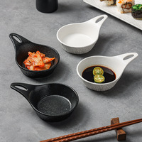 Plat à trempette en céramique moderne avec poignée pour restaurant, idéal pour sauces, assaisonnements et collations – Parfait pour les voyages et les fêtes