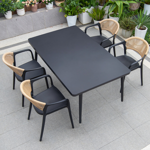 Nuovo stile nero WPC impermeabile all'aperto ristorante Patio <span class=keywords><strong>tavolo</strong></span> da pranzo e sedia per terrazza giardino cortile - Product Image 3