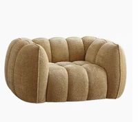 Fauteuil de salon matelassé en tissu peluche Teddy 2025 avec coussin en mousse, ensemble de canapés thermoformés sous vide pour hôtels