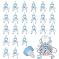 HLC Boîte à bonbons en forme de biberon avec nœud d'ours, décoration de table élégante, cadeau souvenir et souvenir de fête pour baby shower, baptême, fête de bienvenue du nouveau-né