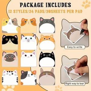Bloc de Notas con Diseño de Gatos de Dibujos Animados, Notas Adhesivas Reutilizables, Fuerte Adhesión, Diseño Transfronterizo para Oficina, Estudio, Regalo Escolar Perfecto - Product Image 4