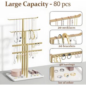 Pickpiff Jewelry Stand <b>Holder</b> Organizer 14.5 In Gold Metal Tree Shape For Women Modern Style Jewelry Display Rack - Product Image 3