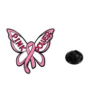Badge commémoratif de sensibilisation au SIDA, ruban rose, broche en forme de papillon, motif goutte d'huile, pour femmes soucieuses de la bien-être public