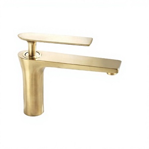 Grifo monomando de lavabo de baño, de latón, montado en encimera, con válvula cerámica, de un solo orificio, de lujo nórdico, a prueba de salpicaduras, para agua fría/caliente - Product Image 3