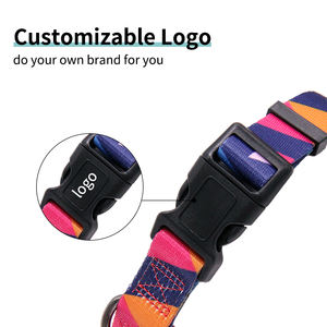 Pola kustom & Logo kerah Anjing mode cetak kustom kerah hewan peliharaan poliester berkelanjutan dengan dekorasi pita - Product Image 4