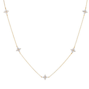 <span class=keywords><strong>Collana</strong></span> a catena in <span class=keywords><strong>argento</strong></span> Sterling 925 con ciondolo in zircone a quattro foglie da donna - Product Image 2
