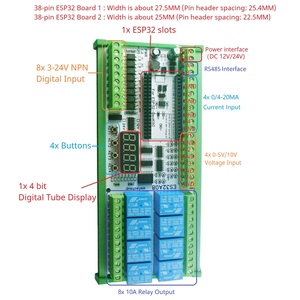Module d'extension multifonctionnel <span class=keywords><strong>ESP32</strong></span> ES32A08 ES33B08 DC 12V <span class=keywords><strong>24V</strong></span> avec ports numériques et analogiques pour réseau Ethernet WEB MQTT et 4 relais DIY - Product Image 4