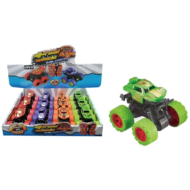 Monster Truck Toy Cars for Boys 4 Pack Push Vehicle for Toddlers 360 Degree Rotation Durable Friction Powered Car Toys