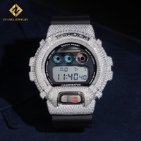 Vente flash Mode DW-6900 Style Hip Hop Bijoux sertis de diamants 925 Argent VVS1 Moissanite Cadran de montre couleur Moissanite Diamant avec GRA