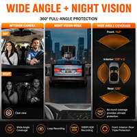 Cámara para Auto Podofo de 3.16 Pulgadas, 1080P, 4 Lentes, Grabación en Bucle, Gran Angular, Protección Completa de 360°, Visión Nocturna