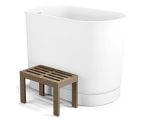 Baignoire autoportante ovale minimaliste en résine de pierre pour spa privé