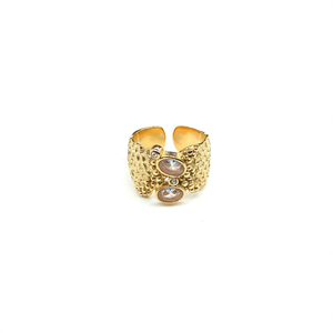 Fashion <b>Rings</b> PVD Gold Plated 316L Stainless Steel Sustainable Resistant <b>Statement</b> <b>Ring</b> For Women - Product Image 2