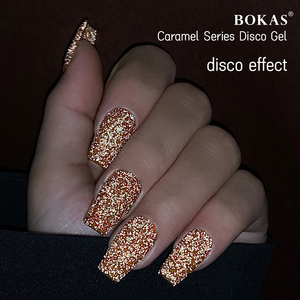 BOKAS OEM Private Label Vegan UV <span class=keywords><strong>Gel</strong></span> Polish Shiny Luxury Caramel Series Disco Glitter <span class=keywords><strong>Gel</strong></span> Esmalte de uñas - Product Image 4