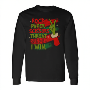 Camiseta de manga larga con estampado de Navidad Rock Paper Scissors Throat Punch - Product Image 2