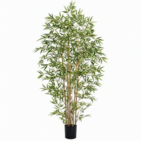 Plante artificielle en bambou de 1,80 m de haut, arbre en soie artificielle avec 6 troncs réalistes pour la décoration intérieure, le bureau, le salon