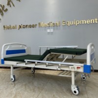 Lit d'hôpital manuel à 2 manivelles, direct usine, avec barrières latérales en ABS et roulettes silencieuses pour maisons de retraite et salles d'hôpital Y