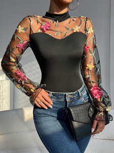 Nuevo Body de Encaje Transparente de Manga Larga para Mujer, Elegante y Chic, <span class=keywords><strong>Mono</strong></span> Casual de Otoño, Ropa <span class=keywords><strong>Juvenil</strong></span> para Mujer, Ajustado, de Una Pieza - Product Image 2