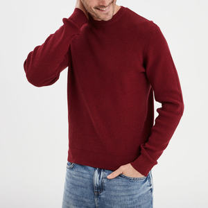 Pull à col rond en maille ajusté pour homme, hiver, taupe, respirant, séchage rapide, coton-polyamide, avec poignets côtelés, profilé - Product Image 2