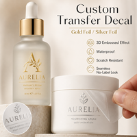 Autocollants de transfert UV DTF personnalisés, feuille d'or, feuille d'argent, autocollants de transfert 3D en relief, imperméables, pour emballages cosmétiques, OEM ODM