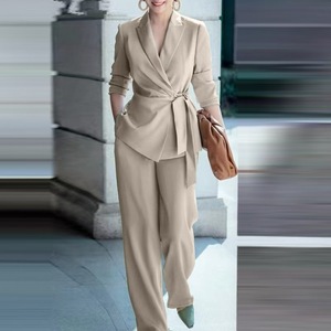 Conjuntos de Mujer de 2 Piezas, Trajes de Pantalón Elegantes, <span class=keywords><strong>Traje</strong></span> de Blazer y Pantalón con Cinturón, Estilo Casual de Negocios - Product Image 5