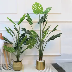 Искусственное растение в виде листьев черепахи 130 см, искусственное растение монстеры в пластиковом горшке для украшения дома и офиса