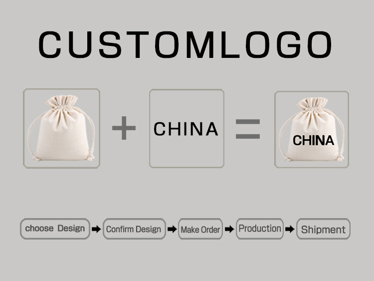 Custom logo sublimation print natural cotton canvas drawstring pouch bag