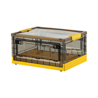 Boîtes de rangement empilables transparentes avec couvercles, cubes de rangement pliables avec roulettes, conteneurs de rangement en plastique avec doubles portes