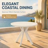 Table ronde d'extérieur en aluminium, design moderne breveté, imperméable, pour terrasse, mobilier de jardin adapté aux villas et aux hôtels