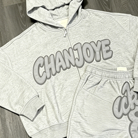 Ensemble 2 pièces personnalisé avec logo, imprimé lettres bulles, sweat à capuche entièrement zippé et short de survêtement oversize, tenue streetwear pour homme