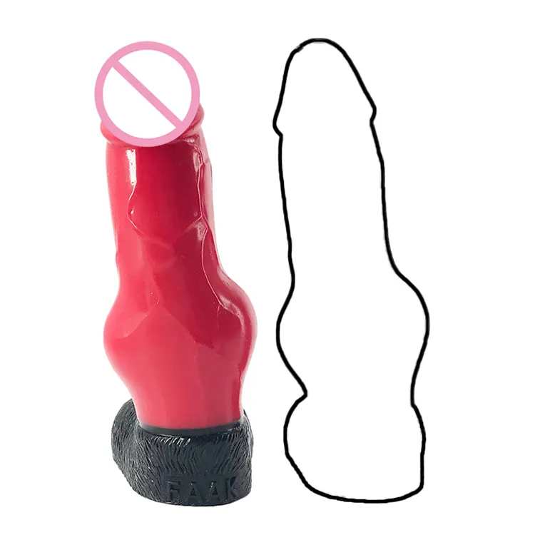 FAAK 20.8 centímetros 8.2 "4.1 centímetros new big silicone animado brinquedos sexuais vibrador anal butt plug preto vermelho quente dildo de cachorro de animal para unissex