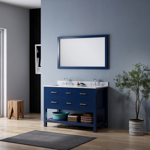 Meuble-lavabo de salle de bain autoportant moderne haut de gamme avec double vasque en céramique - Product Image 2