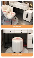 Coiffeuse avec haut-parleur, miroir LED, tiroirs et chaise