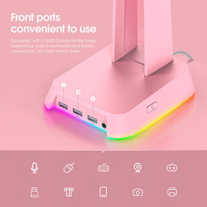 Onikuma St-2 Eco-friendly RGB LED Light Holder Game Headset Holder Base Switch Holder Computer Game Player Headset - Product Image 6