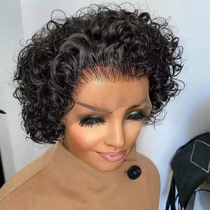 Perruques Courtes Bouclées en <span class=keywords><strong>Cheveux</strong></span> Humains Naturels Remy Pas Chères, Vente en Gros, Livraison Rapide, Perruque Afro 100% <span class=keywords><strong>Cheveux</strong></span> Humains pour Femme Noire - Product Image 4