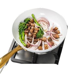 <span class=keywords><strong>Sartenes</strong></span> <span class=keywords><strong>Antiadherentes</strong></span> de Lujo Personalizadas al por Mayor, de Aleación de Aluminio con Mango Dorado y Revestimiento Cerámico - Product Image 5