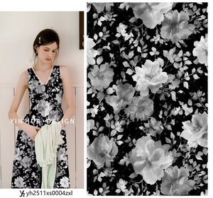 Tissu imprimé en rayonne et nylon crêpé, respirant et doux, sur mesure pour femmes - Product Image 3